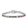 D'Joy Premium Multi-Tourmaline 8.00 ctw Vibrancy of Life Bracelet in Rhodium Over Sterling Silver (7.25 In) - Sticky add to cart bar