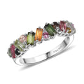 D'Joy Multi-Tourmaline Band Ring in Rhodium Over Sterling Silver (Size 7.0) 1.30 ctw - Sticky add to cart bar