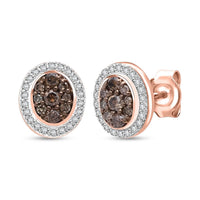 D'Joy Blue Diamond (IR), Diamond Earrings in Rhodium Over Sterling Silver 0.50 ctw