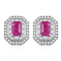 Doorbuster D'Joy Premium Royal Ruby, Moissanite Earrings in Rhodium Over Sterling Silver 2.50 ctw - Sticky add to cart bar