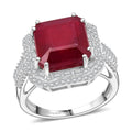 D'Joy Niassa Ruby (FF) and Moissanite 11.75 ctw Ring in Rhodium Over Sterling Silver - Sticky add to cart bar
