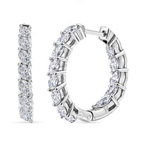 D'Joy Moissanite 1.80 ctw Hoop Earrings in Rhodium Over Sterling Silver