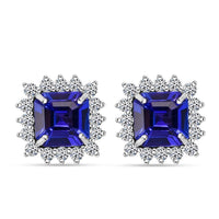 AAA Tanzanite, Lab Grown Diamond Earrings in 10K White Gold 2.60 ctw