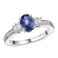 Luxoro 10K White Gold Premium Tanzanite, Diamond (G-H, I2) (0.15 cts) Ring (Size 10.0) 1.15 ctw - Sticky add to cart bar