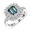 Luxoro 10K White Gold AAA Monte Belo Indicolite, Diamond (I2) (0.65 cts) Ring (Size 10.0) 2.35 ctw - Sticky add to cart bar