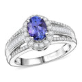 D'Joy Premium Tanzanite, Moissanite Ring in Rhodium Over Sterling Silver (Size 10.0) 1.60 ctw - Sticky add to cart bar