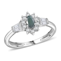 D'Joy Premium Narsipatnam Alexandrite, White Zircon Ring in Rhodium Over Sterling Silver (Size 10.0) 0.90 ctw