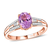 D'Joy AAA Patroke Kunzite and Moissanite 3.40 ctw Ring in 18K Vermeil Rose Gold Over Sterling Silver