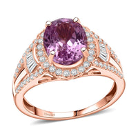 D'Joy AAAA Patroke Kunzite, Moissanite Ring in 18K Vermeil RG Over Sterling Silver (Size 10.0) 4.25 ctw