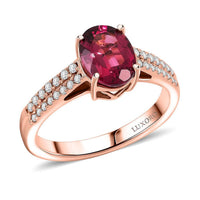 Certified & Appraised Luxoro AAA Ouro Fino Rubellite and G-H I2 Diamond 2.00 ctw Ring in 14K Rose Gold (Size 10.0)