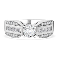 Simulated Diamond Ring in Sterling Silver (Size 6.5)