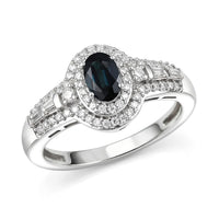 D'Joy AAA Monte Belo Indicolite, Moissanite Ring in Rhodium Over Sterling Silver (Size 10.0) 1.10 ctw