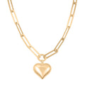 Heart Pendant with Paper Clip Chain Necklace in 10K Yellow Gold 8 Grams 18 Inches - Sticky add to cart bar