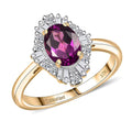 Certified & Appraised 10K Yellow Gold AAA Radiant Ember Garnet, Luxuriant Lab Grown Diamond (G-H, SI) Ring (Size 10.0) 1.83 ctw - Sticky add to cart bar