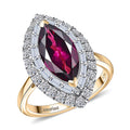 Certified & Appraised 10K Yellow Gold AAA Radiant Ember Garnet, Luxuriant Lab Grown Diamond (G-H, SI) Ring - Sticky add to cart bar