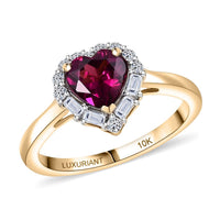 Certified & Appraised 10K Yellow Gold AAA Radiant Ember Garnet, Luxuriant Lab Grown Diamond (G-H, SI) Ring (Size 10.0) 1.53 ctw