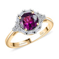 Certified & Appraised 10K Yellow Gold AAA Radiant Ember Garnet, Luxuriant Lab Grown Diamond (G-H, SI) Ring (Size 10.0) 1.75 ctw - Sticky add to cart bar