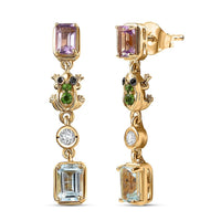 GP Premium Rose De France Amethyst, Multi Gemstones Earrings in 18K Vermeil YG Over Sterling Silver 3.70 ctw