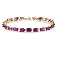 Luxoro AAA Radiant Ember Garnet 18.00 ctw Tennis Bracelet in 10K Yellow Gold (7.25 In)
