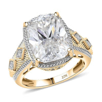 10K Yellow Gold Moissanite (Cush 14x10mm) Ring (Size 6.0) (5.70 g) 7.20 ctw