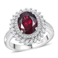 D'Joy Orissa Rhodolite Garnet, Moissanite Ring in Rhodium Over Sterling Silver (Size 10.0) 4.60 ctw - Sticky add to cart bar