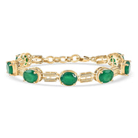 EverTrue Verde Onyx 17.00 ctw Paperclip Link Bracelet in 18K Yellow Gold Plated (7.25 In)