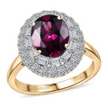 Certified & Appraised 10K YG Radiant Ember Garnet, Luxuriant Lab Grown Diamond (G-H, SI) Ring (Size 10.0) 3.63 ctw - Sticky add to cart bar