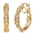 EverTrue Bronzella Collection Victorian Scroll Hoop Earrings in 18K YG Plated Bronze - Sticky add to cart bar