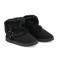 Love 83 Black Faux Fur and Suede Short Boots 6