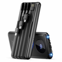 CLOSEOUT 3P Experts 10,000 mAh Power Bank with Built-in 4 Cables - Black