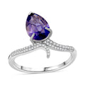 D'Joy Catalina Iolite, Moissanite Ring in Rhodium Over Sterling Silver (Size 10.0) 1.60 ctw - Sticky add to cart bar