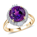 10K Yellow Gold AAA Moroccan Amethyst, Luxuriant Lab Grown Diamond (G-H, SI) Ring (Size 10.0) 4.33 ctw - Sticky add to cart bar