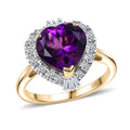 AAA Brejinho Amethyst and Luxuriant Lab Grown Diamond G-H SI 4.09 ctw Ring in 10K Yellow Gold - Sticky add to cart bar