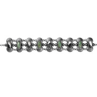 D'Joy Indian Artisan Crafted Premium White Buffalo and Tahoe Nevada Turquoise 9.70 ctw Bracelet in Black Oxidised Sterling Silv (7.25 In)