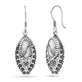D'Joy Indian Artisan Crafted Premium White Buffalo 6.00 ctw Earrings in Black Oxidised Sterling Silver - Sticky add to cart bar
