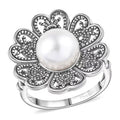 D'Joy Indian Artisan Crafted Premium Freshwater Pearl Ring in Black Oxidised Sterling Silver (Size 10.0) - Sticky add to cart bar