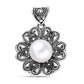 D'Joy Indian Artisan Crafted Freshwater Pearl Flower Petals Pendant without Chain in Sterling Silver - Sticky add to cart bar