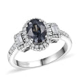 D'Joy Gray Spinel, Moissanite Shadow Empress Ring in Rhodium Over Sterling Silver (Size 10.0) 1.91 ctw - Sticky add to cart bar