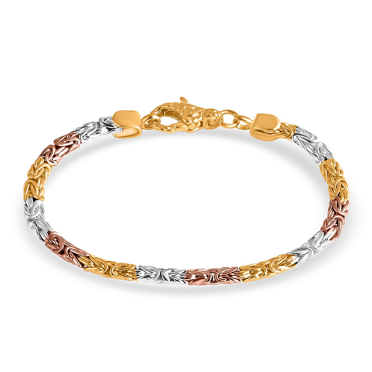 D'Joy Bali Legacy Byzantine Chain Bracelet in 18K Vermeil YRG Over and Sterling Silver (7.25 In) 11.40 Grams