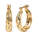 EverTrue Bronzella Collection Scrollwork Hoop Earrings in 18K YG Plated Bronze - Sticky add to cart bar