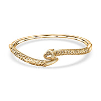 EverTrue Bronzella Collection Panther Bangle Bracelet in 18K YG Plated Bronze (7.25 In)