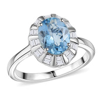 Doorbuster Certified & Appraised 10K White Gold AAA Santa Maria Aquamarine, Luxuriant Diamond (E-F, VS) (0.28 cts) Ring (Size 10.0) 1.93 ctw