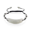 Natural Jade 50.00 ctw Carved Black Cord Adjustable Shamballa Bracelet - Sticky add to cart bar