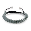 Natural Olmec Jade Discs Shamballa Bracelet With Black Cord Adjustable 65.00 ctw - Sticky add to cart bar