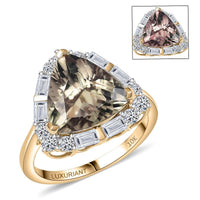 Certified & appraised AAA Turkizite and Luxuriant Diamond G-H SI 5.85 ctw Ring in 10K Yellow Gold