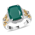EverTrue Verde Onyx, White Zircon Ring in 18K YG Plated and Platinum Bond (Size 10.0) 5.40 ctw - Sticky add to cart bar