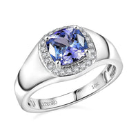 Luxoro 10K White Gold Premium Peacock Tanzanite, Diamond (I2) (0.35 cts) Ring (Size 10.0) (5.30 g) 2.65 ctw