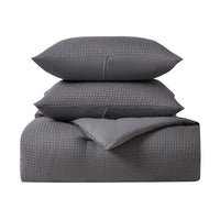 Kathy Ireland 3-Piece Beige Waffle Down Alternative Comforter Set -Queen