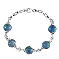 GP Celestial Dream Special Murano Style, White Zircon Bracelet in Rhodium Over Sterling Silver (7.25 In) (Del. in 12-15 Days) 0.30 ctw