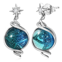 GP Celestial Dream Special Murano Style, Zircon Earrings in Rhodium Over Sterling Silver 0.10 ctw